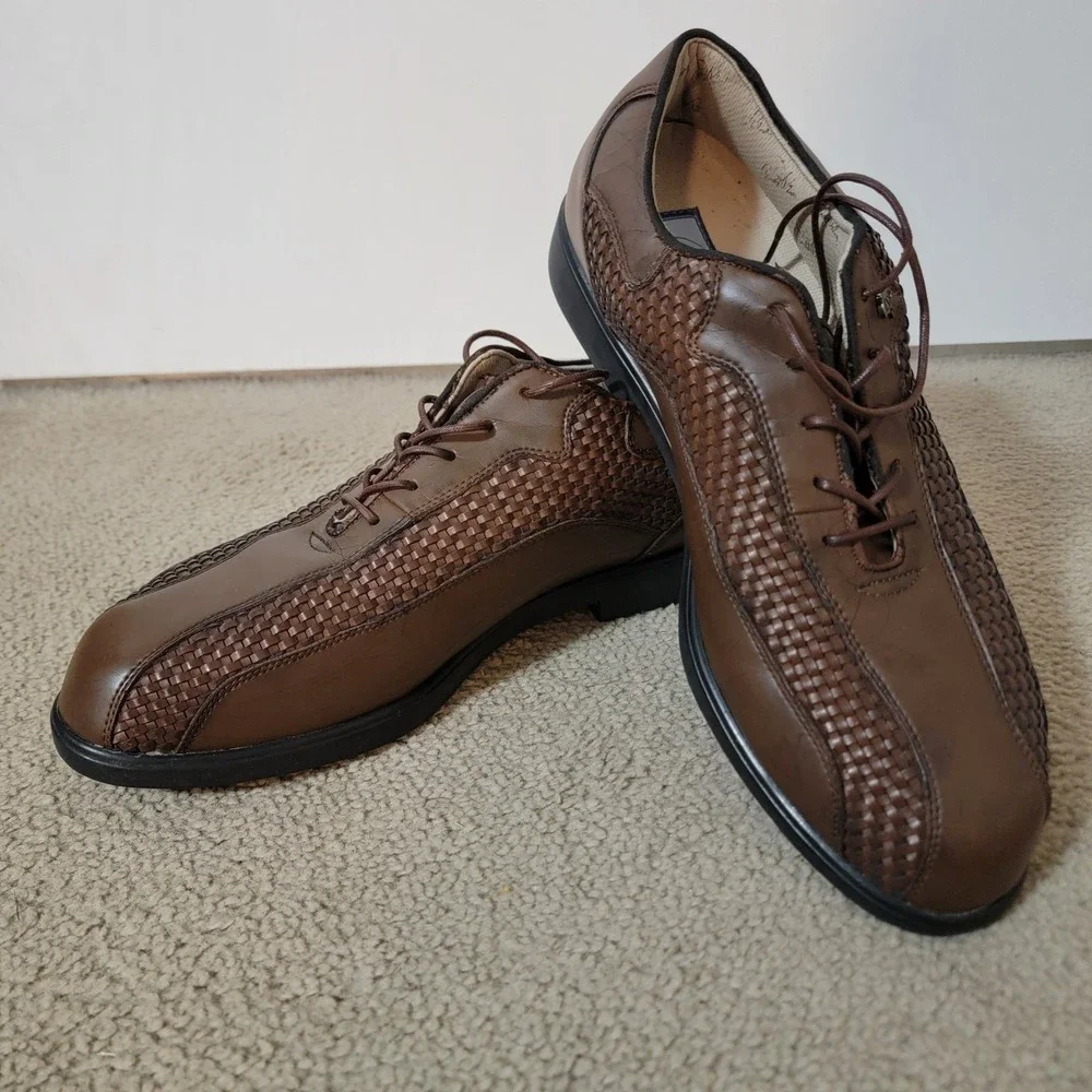Vintage Arnold Palmer Umbrella Outlast LSC Brown Woven Golf Shoes Size 11.5